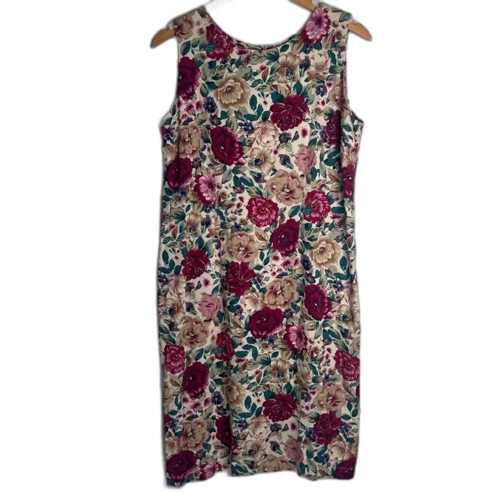 Sag Harbor Petite Sleeveless Floral Sheath Dress Knee Length Size Medium